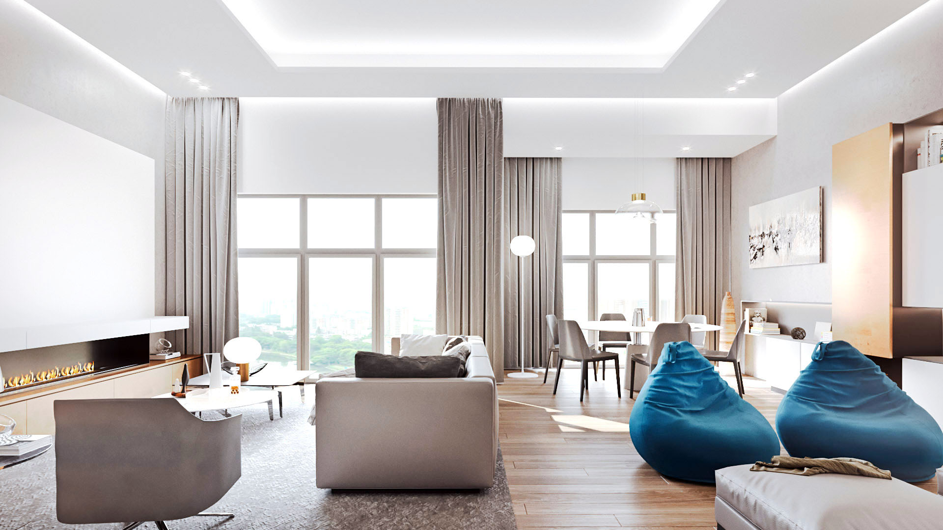 Illustration of Minimalist Penthouse China Gray Interiors